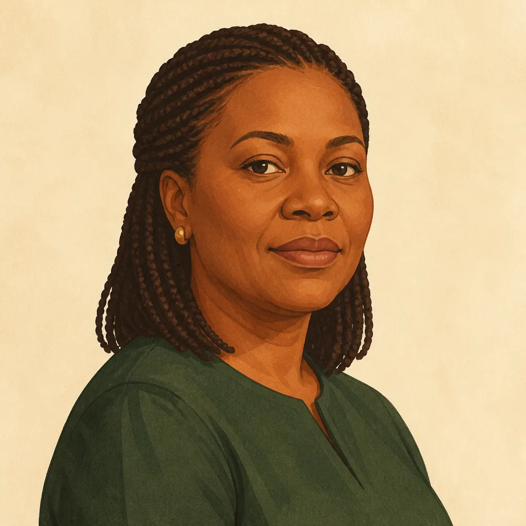 An illustration, not a photograph: a portrait representing Funmi.